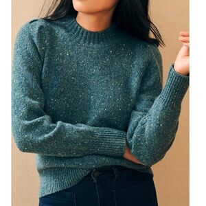 New Faherty Alpaca Blend Boone Sweater in Terrazzo Green